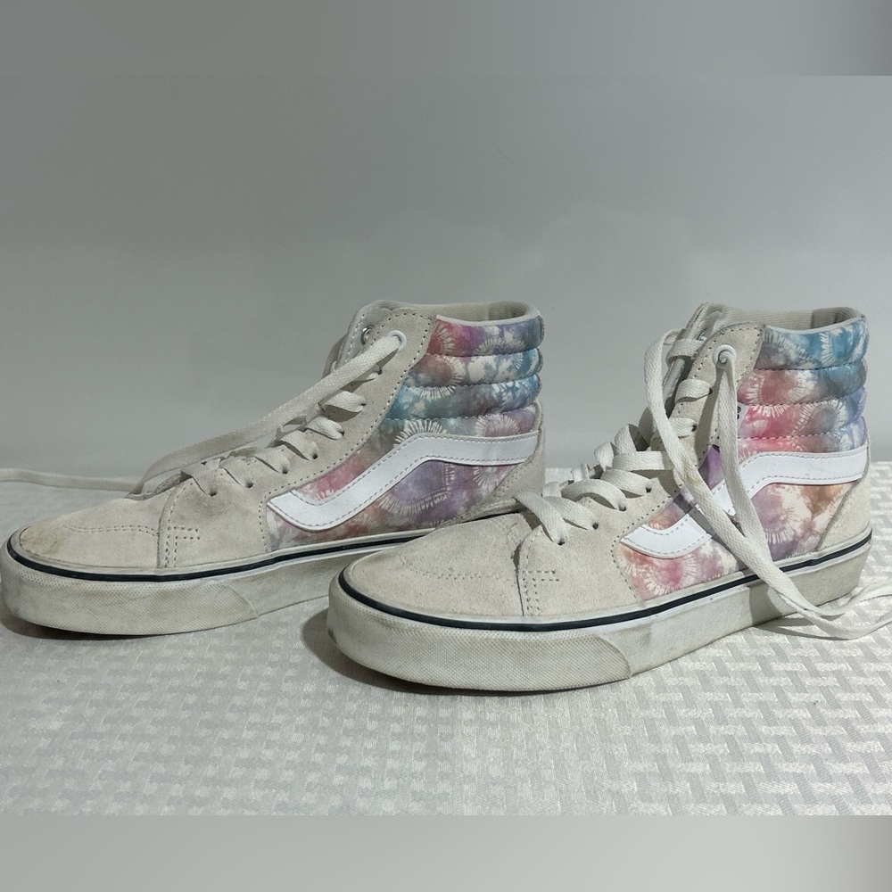 Vans Shoes Womens 7.5 Filmore Off The Wall Tie Dye Hi Top Sneakers White Suede.